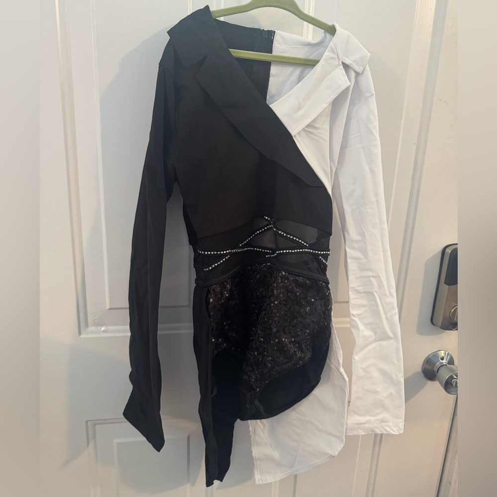 Weissman Black and White Sequin Costume with custom rhinestones - LC